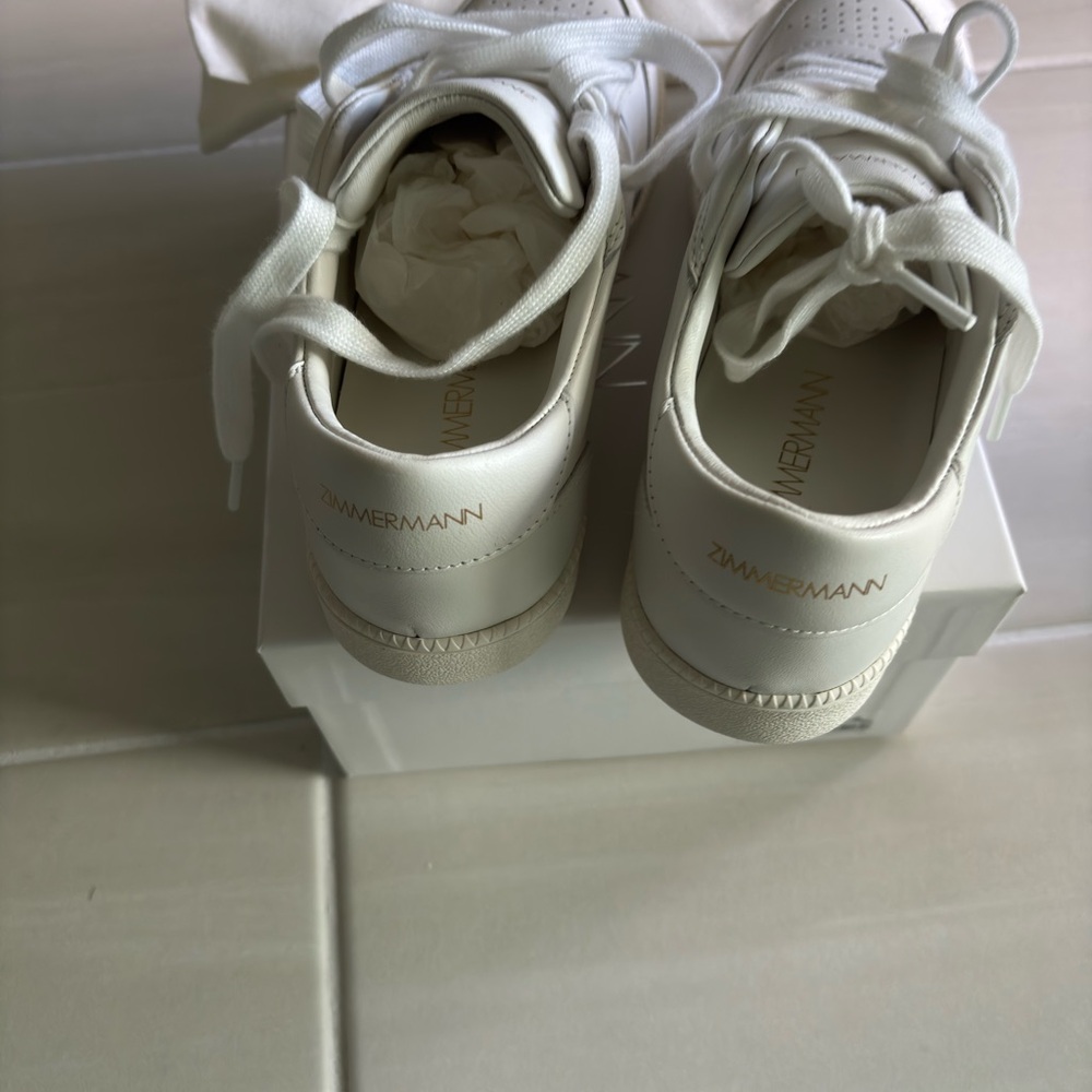 Zimmermann Cream Lace-Up Sneakers - Picture 4 of 5